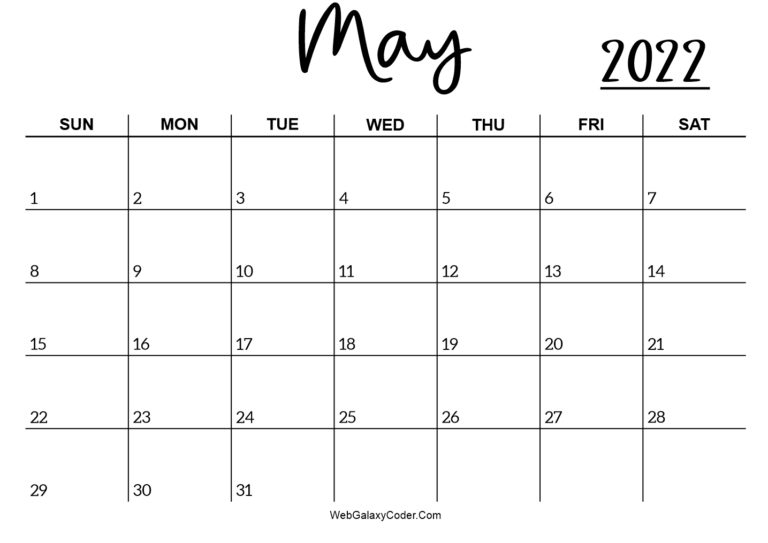 Take May 2022 Calendar Mother'S Day