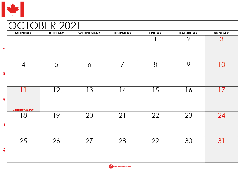 Take October 2022 Calendar With Holidays Canada