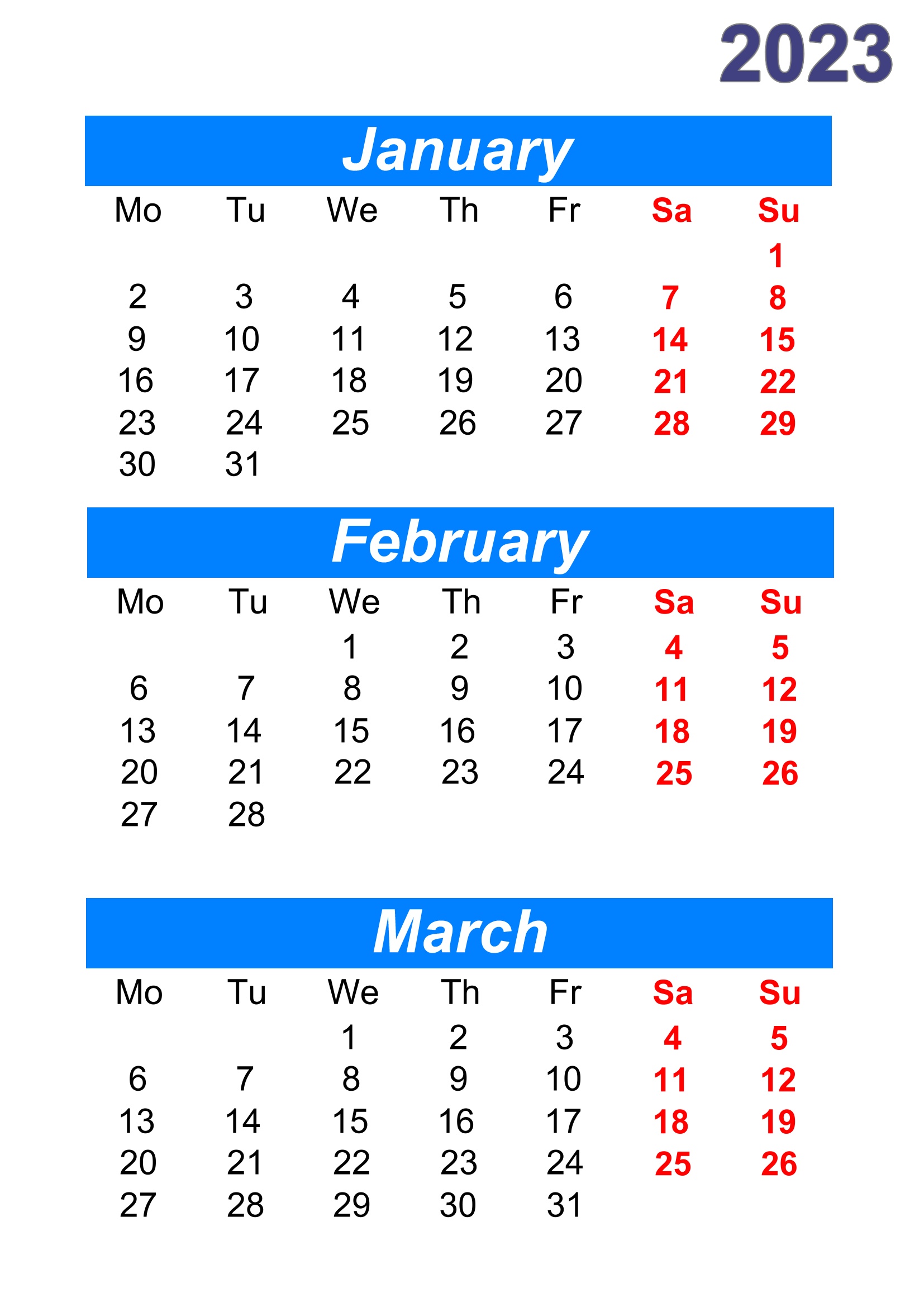 January February March 2023 HD