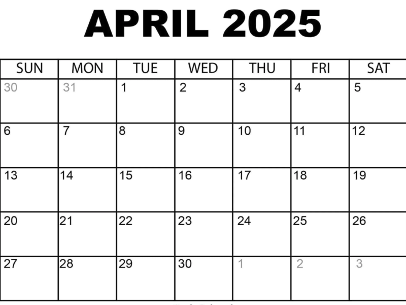 April 2025 Calendar Simple